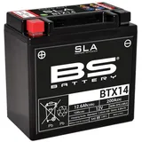 BS Battery BTX14 AGM SLA Motorrad Batterie, Schwarz