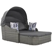 Gotagee Gartenlounge-Set Sonneninsel Garten-Essgruppe PE-Rattan mit Baldachin Doppel-Lounge