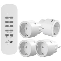 revolt Funkstecker: 4er-Set Mini-Funksteckdosen mit Fernbedienung, bis 2.300 Watt, 50 m (Funk Steckdosen mit Fernbedienung, Ferngesteuerte Steckdose, Fernbedienungen)