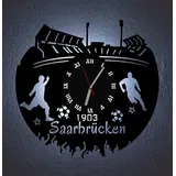 Designbysh Fußball Fan LED Wanduhr Saarbrücken Fanartikel Wanduhr Geschenk Fußballfan