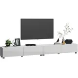 4housedesign® TV Board Lowboard Hängend | Fernsehschrank tv Sideboard Wohnzimmer | Lowboard Wohnzimmer fernsehregal tv Board Hängend tv Shrank tv 55 Zoll - TV Lowboard Weiß 280cm