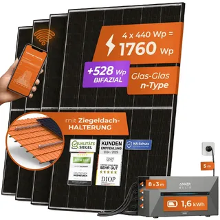 1760 W / 800 W inkl. 1,6 kWh Anker Solix 2 Pro Speicher