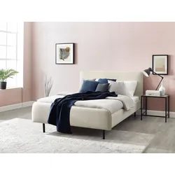 Polsterbett ANDAS "Edvard", beige (creme), B:162cm H:97cm L:221,5cm, Betten, mit gepolstertem Kopf- & Fußteil