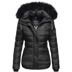 NAVAHOO Damen Modische Winterjacke Steppjacke mit Kunstpelz Kapuze Zuckerbiene