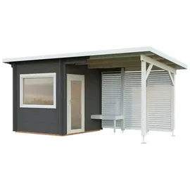 Palmako Sauna Sanna 490 x 210 cm Lackiert Dunkelgrau-Weiß FSC®