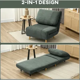Homcom 2-in-1 Schlafsofa Schlafsessel Klappmatratze Gästebett im Cord-Optik, für Schlafzimmer, Wohnzimmer Grün 82 x 89 x 83 cm - Grün