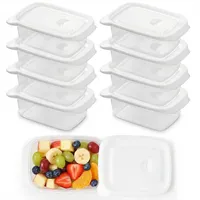 Eulihent 8 Stück Frischhaltedosen, 400ml Dosen zum Einfrieren Klein Gefrierdosen Set 14.5x10x5cm, BPA-Frei Gefrierboxen mit Deckel, Weiß, Essensbox Spülmaschinen und Mikrowellengeeignet