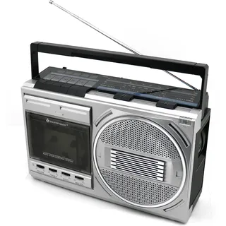 Soundmaster Kassettenradio FM, MW Kassette, USB, UKW, MW, KW, Bluetooth®, AUX Schwarz, Silber