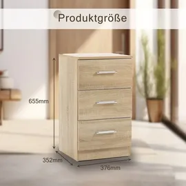 Laiham Nachtschrank 65.5cm hoch Nachttisch mit Schubladen mit Griff Kommode Boxspringbett Nachtkommode Schrank Sonoma - Naturbelassen