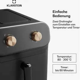 Klarstein AeroCrisp 9 Heißluftfritteuse, 1900 W, 9 Liter, Drehknöpfe Schwarz