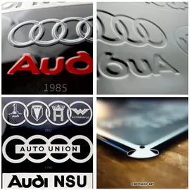 Nostalgic-Art Blechschild, 30 x 40 cm, Audi – Logo Evolution – Geschenk-Idee für Auto Zubehör Fans, aus Metall, Vintage-Design zur Dekoration, Skulpturen Dekoobjekte, Wanddeko