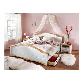 otto home Massivholzbett »Konrad, hohe Belastbarkeit! FSC® zertifiziertes Massivholz« Breite/Belastbarkeit 180cm/220 KG, 140cm/180 KG, aus massivem Kiefernholz, FSC®-zertifiziert, INKLUSIVE Rollrost weiß/honig, , 42199757-0