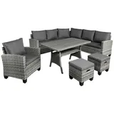 Brast Polyrattan Eck Sitzgruppe Hacienda grau/anthrazit