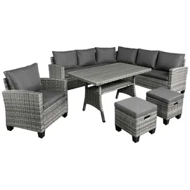 Brast Polyrattan Eck Sitzgruppe Hacienda grau/anthrazit