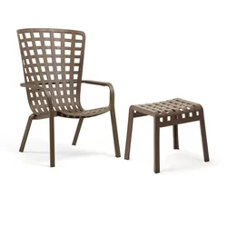 Nardi - Folio verstellbarer Outdoor-Sessel + Poggio Hocker, tabacco