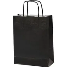 MAILmedia Papiertüte Gewundener Griff 180 x 80 x 240 mm 3,5 L Schwarz 300 Stück