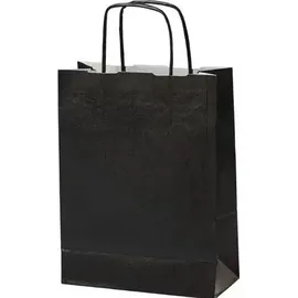 MAILmedia Papiertüte Gewundener Griff 180 x 80 x 240 mm 3,5 L Schwarz 300 Stück