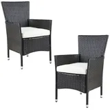 CASARIA Polyrattan Gartenstuhl 59 x 59 x 88 cm braun/creme 2er Set stapelbar