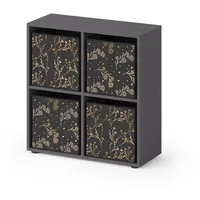 Vicco Raumteiler Tetra Schwarz Faltbox Wohnzimmer Regal 73x72 cm mit 4 Faltboxen opt.2