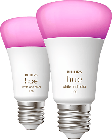 Philips Hue White & Color Ambiance E27 LED Lampen 2‑er Pack (1.055 lm), dimmbare LED Lampen für das Hue Lichtsystem mit 16 Mio. Farben, smarte Lichtsteuerung über Sprache und App