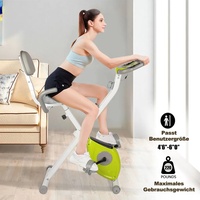 Heimtrainer - BIGZZIA 2-in-1 faltbares Heimtrainer mit Arm-Widerstandsbändern und 8 verstellbaren Magnetwiderständen, Fahrrad mit Herzfrequenzmes...