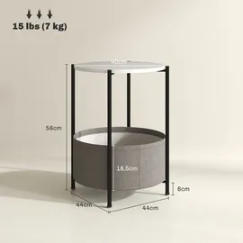 Homcom Beistelltisch Grau/Weiß Metall 44 x 44 x 56 cm