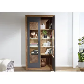 Massivmoebel24 Vitrine Sheesham 103 x 40 x 201 cm Gebeizt