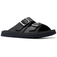 CLARKS Herren Solsbury Strap Schiebe-Sandalen, Black Leather, 45 EU