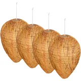 GARDIGO® Wespennest Attrappe - 4er Set | Nässebeständiger Stoff zur Wespenabwehr | Künstliches Wespennest | Gegen neuen Nestbau von Wespen | Zum Aufhängen im Garten, Dachboden oder Balkon | Wasp