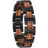 HOLZKERN Acoustic Zebrano/Schwarz Herrenarmband Edelstahl mit Holz 91200 Größe onesize