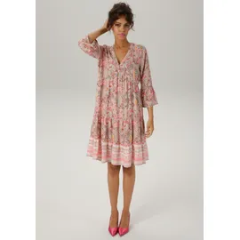 Aniston CASUAL Tunikakleid Fantasievolles Muster Braun/Orange/Pink/Rosa 48