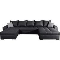 Wohnlandschaft COLLECTION AB "Josy XXL U-Form, B: 333 cm, mit 2 Recamieren 77 & 97 cm", anthrazit, B:333cm H:84cm T:161cm, 100% Polyester, Sofas, Wohnlandschaft, mit Bettfunktion, Bettkasten & 2 Zierkissen, Federkern
