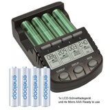 AccuCell ALPHA700 Schnellladegerät mit LCD-Display inkl. 4x Sanyo HR-4UTG