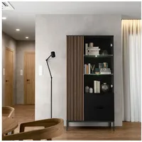Moeblo Vitrine Meteor (Schrank für Wohnzimmer mit Türen Vitrinenschrank