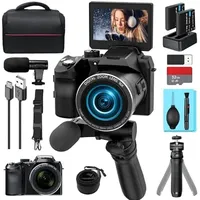 Monitech 64MP Digitalkamera für Fotografie und Video, 4K Vlogging Kamera für YouTube mit 3'' Flip Screen, 16X Digitalzoom, MIC,WiFi& Autofokus, Kameragurt&Stativ, 2 Akkus, 32GB TF Karte S200