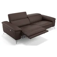 Sofanella 3-Sitzer Leder STELLA, Relaxcouch, Designersofa, Designer Sofa, 3er Couch, Sofagarnitur braun 188 cm x 74 cm x 107 cm