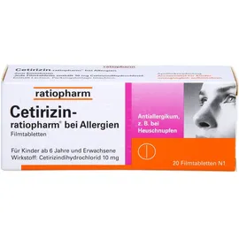 Ratiopharm CETIRIZIN-ratiopharm bei Allergien 10 mg Filmtabl. 20 St. 		