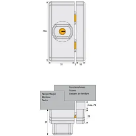 ABUS FTS96A Fensterschloss mit Alarm Weiß