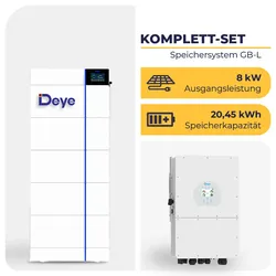 Deye Hybrid-Wechselrichter mit 5x Deye GBL | Hochvolt-Speichersystem | 3-phasig | 8 kW | 20,45 kWh