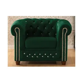 S-Style Chesterfield Sessel Cleo Blink Samt 104 x 72 x 0 cm Grün
