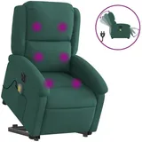 vidaXL Massagesessel mit Aufstehhilfe Elektrisch 144,5 x 82 x 0 cm Dunkelgrün Samt