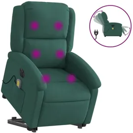 vidaXL Massagesessel mit Aufstehhilfe Elektrisch 144,5 x 82 x 0 cm Dunkelgrün Samt