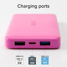 SBS Powerbank fast charge mit 10.000 mAh und 2 USB Rosa