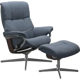 Stressless Stressless® »Mayfair« Set, Relaxsessel mit Hocker, mit Hocker, mit Cross Base, Größe S, M & L, Holzakzent Wenge blau