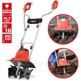 Hecht Elektromotorhacke Gartenfräse 1000 W 16 Messer, 36,50 cm Arbeitsbreite, 20 cm Arbeitstiefe rot