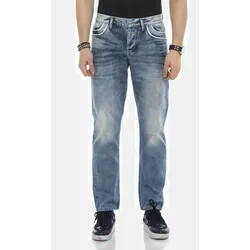Regular-fit-Jeans CIPO & BAXX "DENIM", Herren, Gr. 36, Länge 32, blau, 100% Baumwolle, unifarben, casual, regular fit lang, Jeans, bequeme Jeans im Regular Fit-Schnitt, CD594