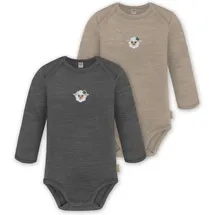 normani Outdoor Sports 2er Pack Baby Merino Body Langarm Auckland in Anthrazit/Beige | Gr.: 80