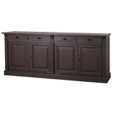 Casa Padrino Küchenbuffet Landhausstil Küchenschrank mit 4 Türen und 4 Schubladen Schwarz 219 x 51 x H. 90 cm - Massivholz Schrank - Landhausstil Möbel