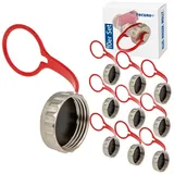 tecuro - 10 Stück Kappe 3/4 Zoll für KFE-Hahn - mit Dichtung - Messing vernickelt