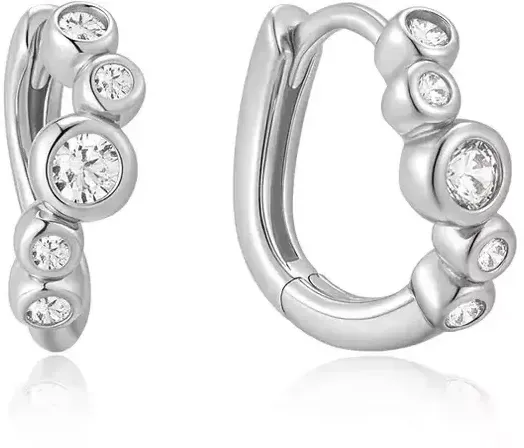 ANIA HAIE - HOOP EARRINGS - SMALL SPARKLING TIDE HUGGIE - silber